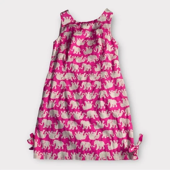 Lilly Pulitzer Size 6 Sleeveless Sheath Dress Lined Elephant Print Pink White - Picture 5 of 10